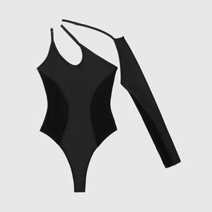 One Sleeve Bandage Bodysuit from Maniere De Voir - Black, US 2